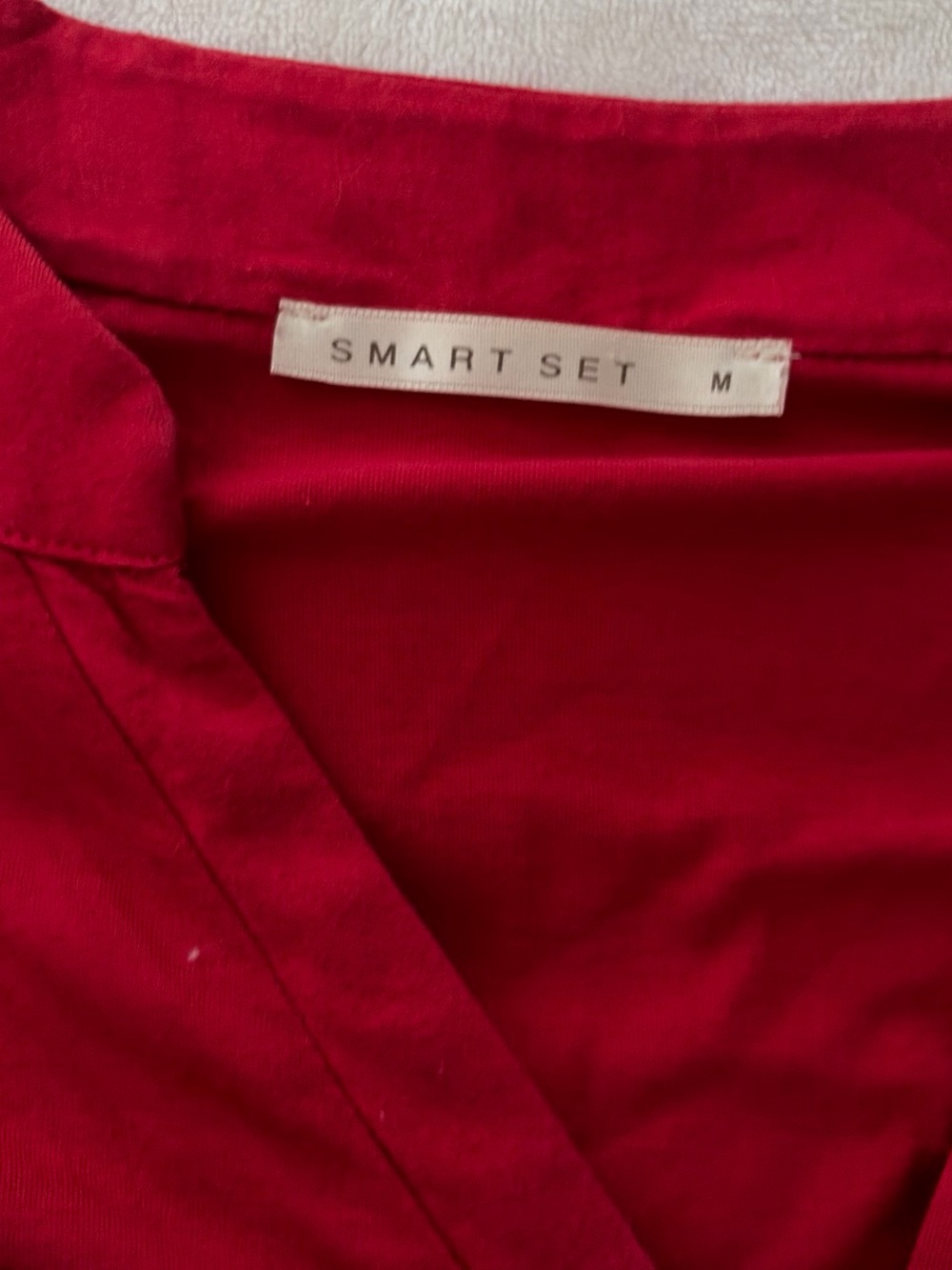 Red Button-Front Women's Top - Picture 2 of 2